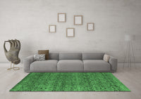 Machine Washable Abstract Emerald Green Modern Rug, wshabs4800emgrn