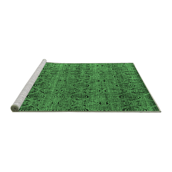 Sideview of Machine Washable Abstract Emerald Green Modern Area Rugs, wshabs4800emgrn