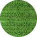 Round Machine Washable Abstract Green Modern Area Rugs, wshabs4800grn