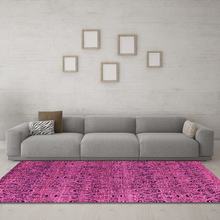 Machine Washable Abstract Pink Modern Rug in a Living Room, wshabs4800pnk