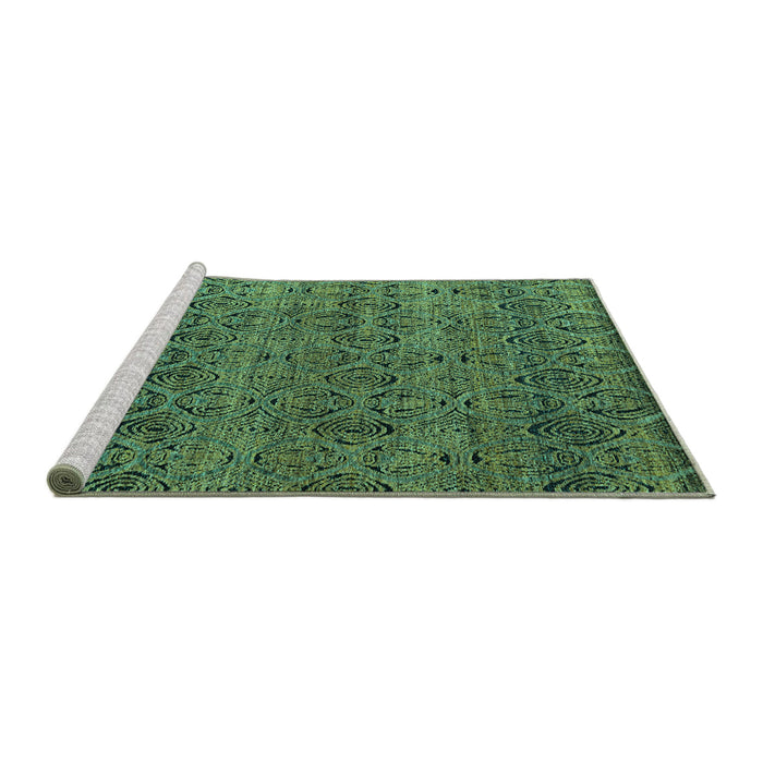 Sideview of Machine Washable Abstract Turquoise Modern Area Rugs, wshabs4800turq
