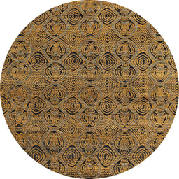 Round Abstract Reddish Brown Modern Rug, abs4800