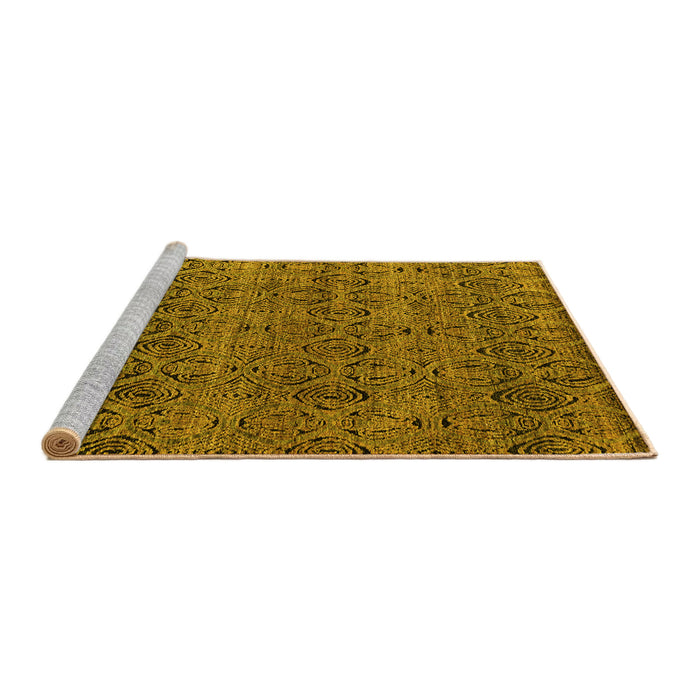Sideview of Machine Washable Abstract Yellow Modern Rug, wshabs4800yw