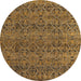 Round Machine Washable Abstract Sepia Brown Rug, wshabs4800