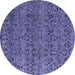 Round Machine Washable Abstract Blue Modern Rug, wshabs4800blu