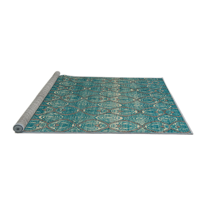Sideview of Machine Washable Abstract Medium Aqua Marine Green Rug, wshabs4801