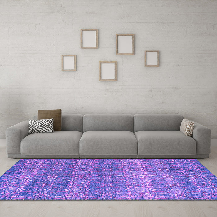 Machine Washable Abstract Purple Modern Area Rugs in a Living Room, wshabs4801pur