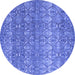 Round Abstract Blue Modern Rug, abs4801blu