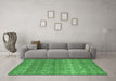 Machine Washable Abstract Emerald Green Modern Area Rugs in a Living Room,, wshabs4801emgrn