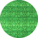 Round Machine Washable Abstract Green Modern Area Rugs, wshabs4801grn