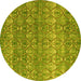 Round Abstract Yellow Modern Rug, abs4801yw