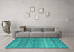 Machine Washable Abstract Turquoise Modern Area Rugs in a Living Room,, wshabs4801turq