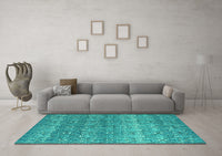 Machine Washable Abstract Turquoise Modern Rug, wshabs4801turq