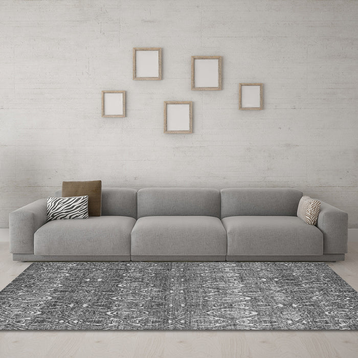 Machine Washable Abstract Gray Modern Rug in a Living Room,, wshabs4801gry