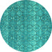 Round Abstract Turquoise Modern Rug, abs4801turq