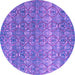 Round Machine Washable Abstract Purple Modern Area Rugs, wshabs4801pur