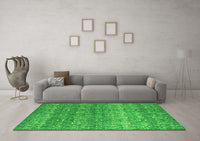 Machine Washable Abstract Green Modern Rug, wshabs4801grn