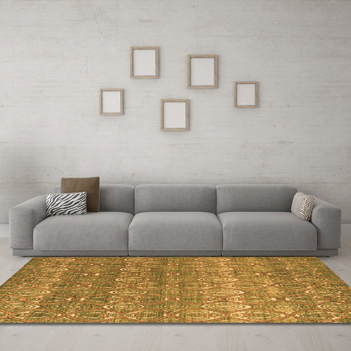 Machine Washable Abstract Orange Modern Area Rugs in a Living Room, wshabs4801org