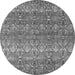 Round Machine Washable Abstract Gray Modern Rug, wshabs4801gry