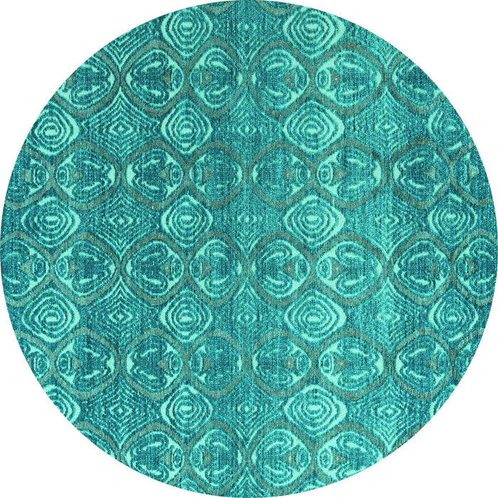Round Machine Washable Abstract Turquoise Modern Area Rugs, wshabs4801turq