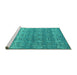 Sideview of Machine Washable Abstract Turquoise Modern Area Rugs, wshabs4801turq