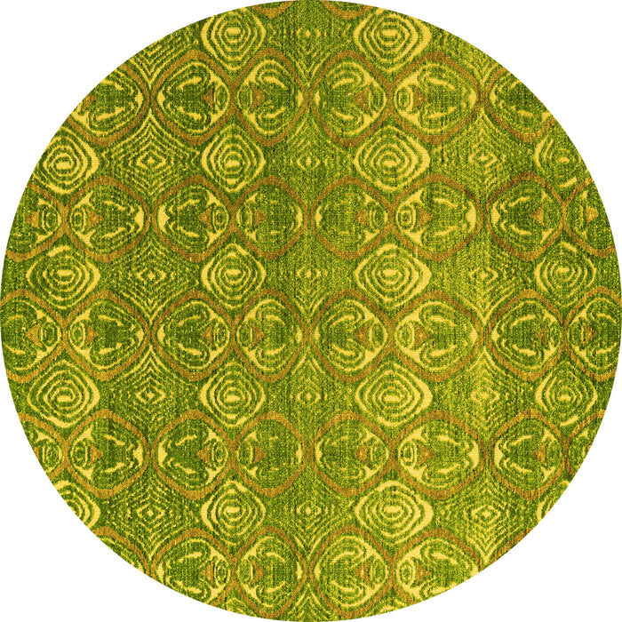 Round Machine Washable Abstract Yellow Modern Rug, wshabs4801yw