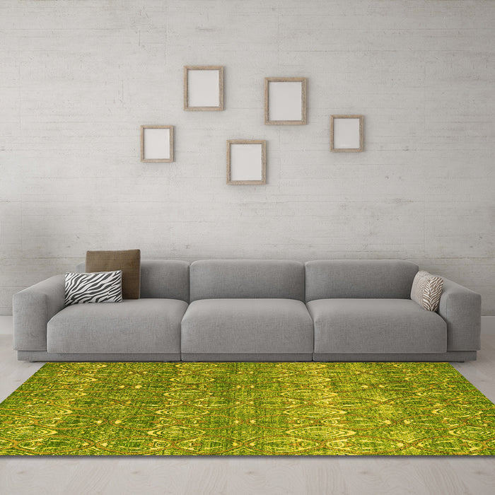 Machine Washable Abstract Yellow Modern Rug in a Living Room, wshabs4801yw