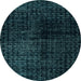 Round Abstract Light Blue Modern Rug, abs4802lblu