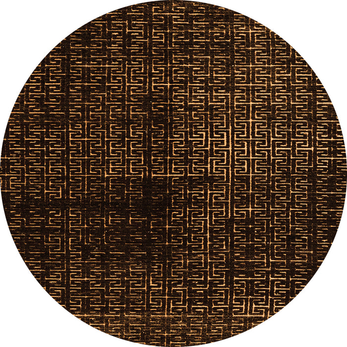 Round Abstract Orange Modern Rug, abs4802org