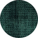 Round Abstract Turquoise Modern Rug, abs4802turq