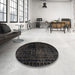 Round Abstract Gray Modern Rug in a Office, abs4802