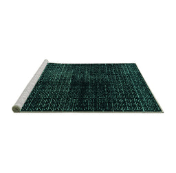 Sideview of Machine Washable Abstract Turquoise Modern Area Rugs, wshabs4802turq