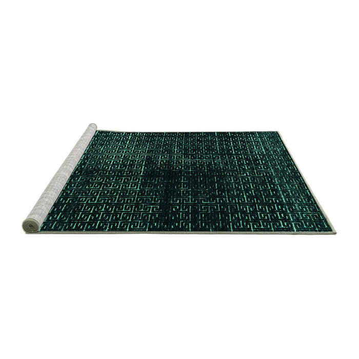 Sideview of Machine Washable Abstract Turquoise Modern Area Rugs, wshabs4802turq