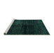 Sideview of Machine Washable Abstract Turquoise Modern Area Rugs, wshabs4802turq