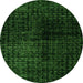 Round Abstract Green Modern Rug, abs4802grn