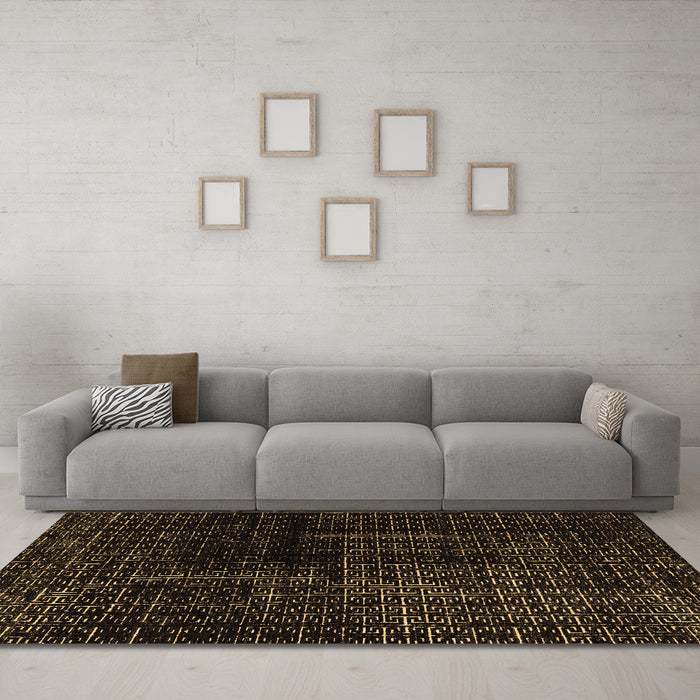 Machine Washable Abstract Brown Modern Rug in a Living Room,, wshabs4802brn