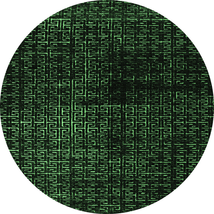 Round Abstract Emerald Green Modern Rug, abs4802emgrn