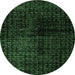 Round Abstract Emerald Green Modern Rug, abs4802emgrn