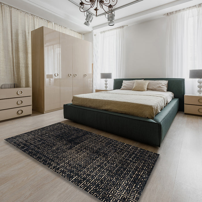 Machine Washable Abstract Gray Rug in a Bedroom, wshabs4802