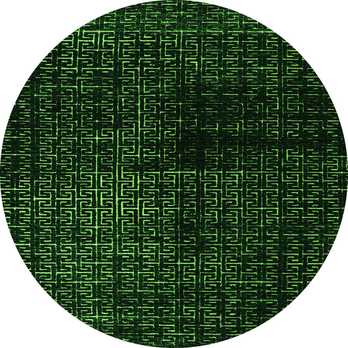 Round Machine Washable Abstract Green Modern Area Rugs, wshabs4802grn