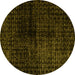 Round Abstract Yellow Modern Rug, abs4802yw