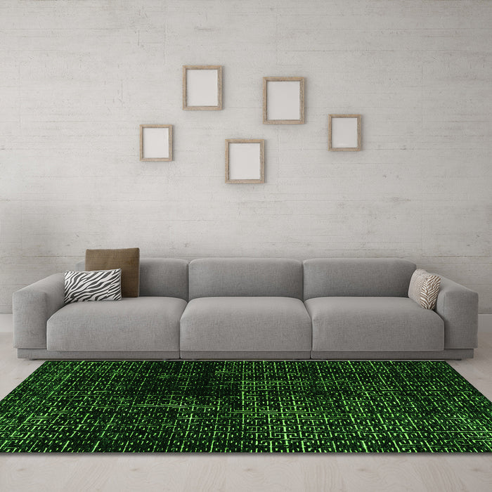 Machine Washable Abstract Green Modern Area Rugs in a Living Room,, wshabs4802grn