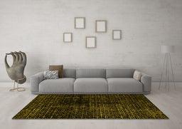 Machine Washable Abstract Yellow Modern Rug in a Living Room, wshabs4802yw