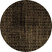 Round Abstract Brown Modern Rug, abs4802brn