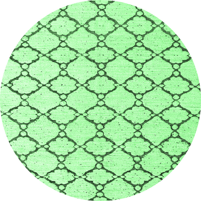 Round Machine Washable Terrilis Emerald Green Contemporary Area Rugs, wshabs4803emgrn