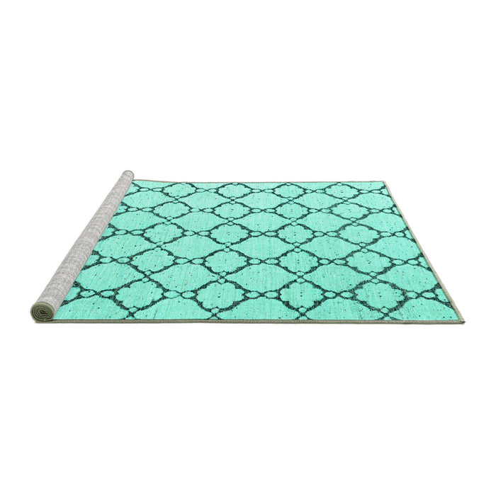 Sideview of Machine Washable Terrilis Turquoise Contemporary Area Rugs, wshabs4803turq