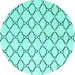 Round Machine Washable Terrilis Turquoise Contemporary Area Rugs, wshabs4803turq