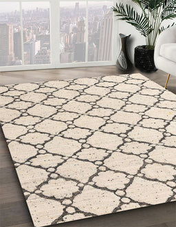 Abstract Camel Brown Trellis Rug in Family Room, abs4803