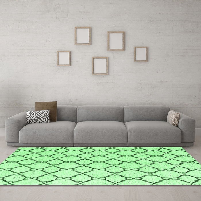 Machine Washable Terrilis Emerald Green Contemporary Area Rugs in a Living Room,, wshabs4803emgrn