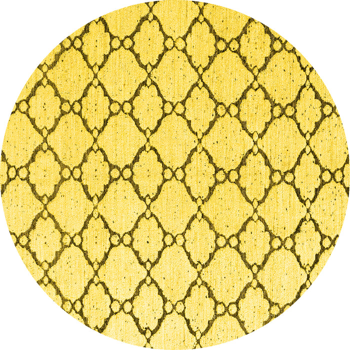 Round Machine Washable Terrilis Yellow Contemporary Rug, wshabs4803yw
